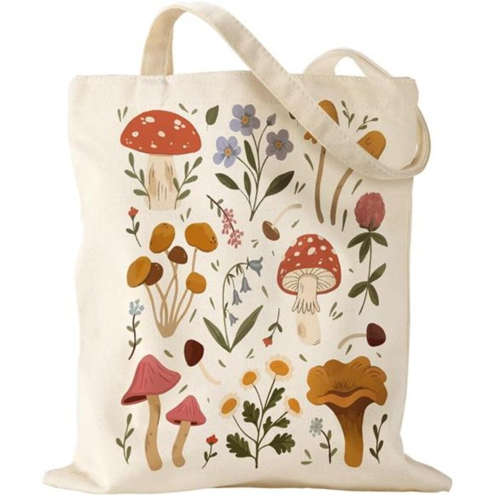 Canvas Tote Bag - Sturdy Cloth Cotton Totes Bag with Pattern Shoulder Bag